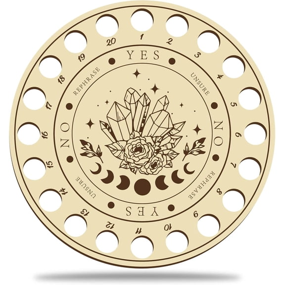 Wooden Stitch Thread Holder Embroidery Floss Organizer Winding Plate Keeper Sewing Accessories Board with 20 Holes for DIY Craft Sorter Divination Pattern 5.9inch