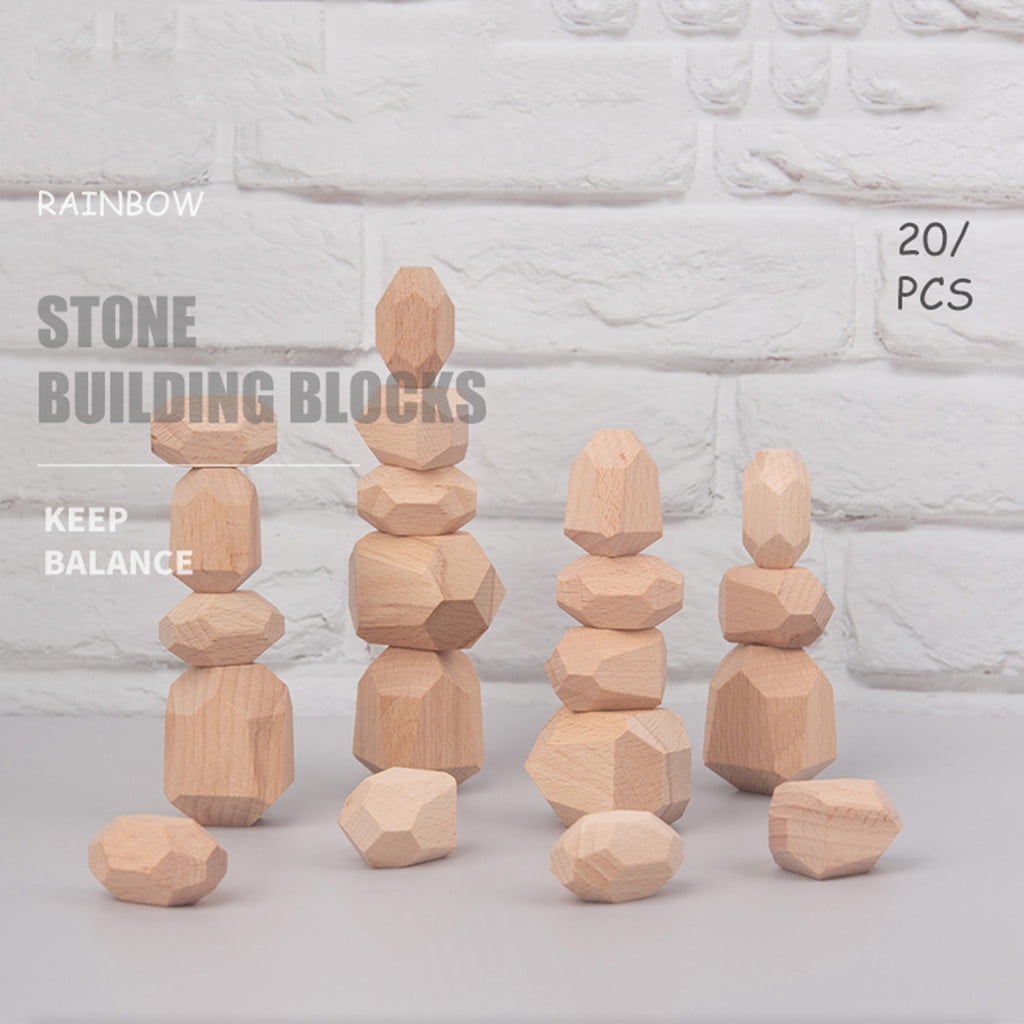 Wooden Stone for kids Building Block toy Stacking Game Toy 20PC Kids