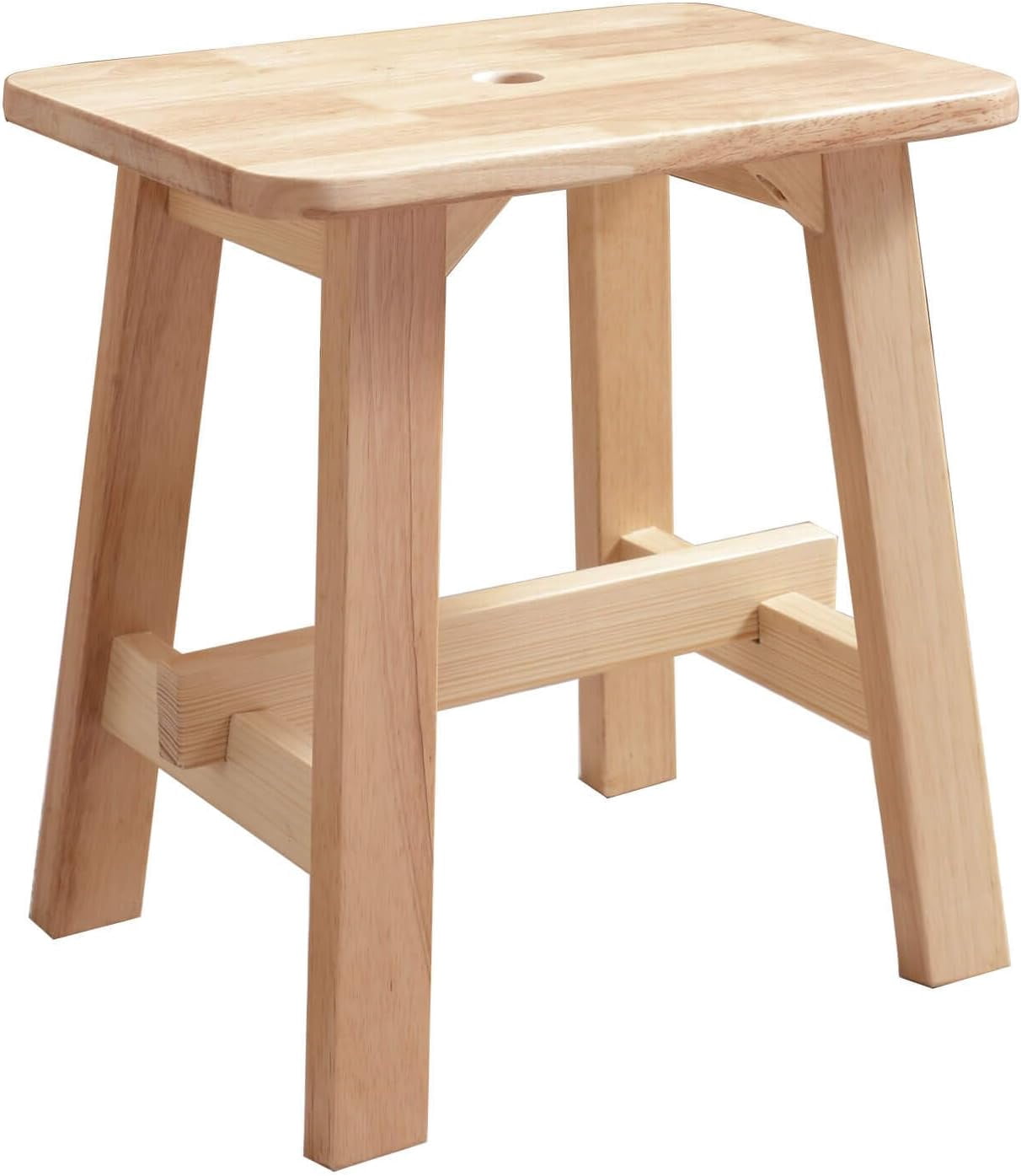 Wooden Stool,Rectangular Solid Wood Stool, Small Wood Stool 17.5 Inch ...