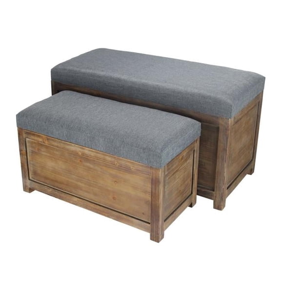 Wooden Storage Bench - Set of 2