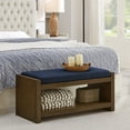 thumbnail image 1 of Wooden Storage Benches 40" Accent Bench with Lower Shelf Shoe Rack, Padded Seating Bench for Living Room, Modern Compact Bed End Bench with Storage for Bedroom Seating, Removable Cushion, 40"W- Navy, 1 of 1