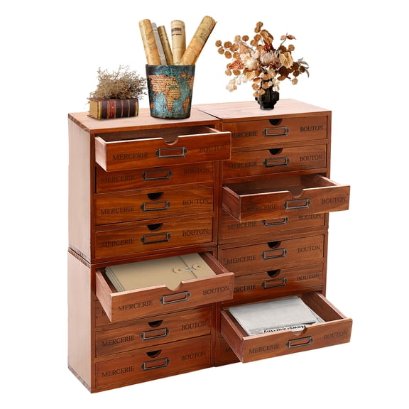 Shangmakel Wooden Storage Box, 16 Drawers Wood Multi Drawer Storage Organizer Vintage Desktop Drawer Organizer Rustic Desk Storage Organizer forfor Office, Home, Dormitories