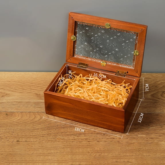 Wooden Storage Box, 7"Vintage Keepsake Case, Rustic Gift Boxes for Art Hobbies, DIY Lovers, Desk Organizers, Cards, Decorations,Light Brown