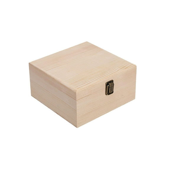 Wooden Storage Box Container Decorative Portable Wood Boxes Unfinished Gift Box Trinket Box Organizer for Home Decoration Valentine's 19.5x19.5x10cm