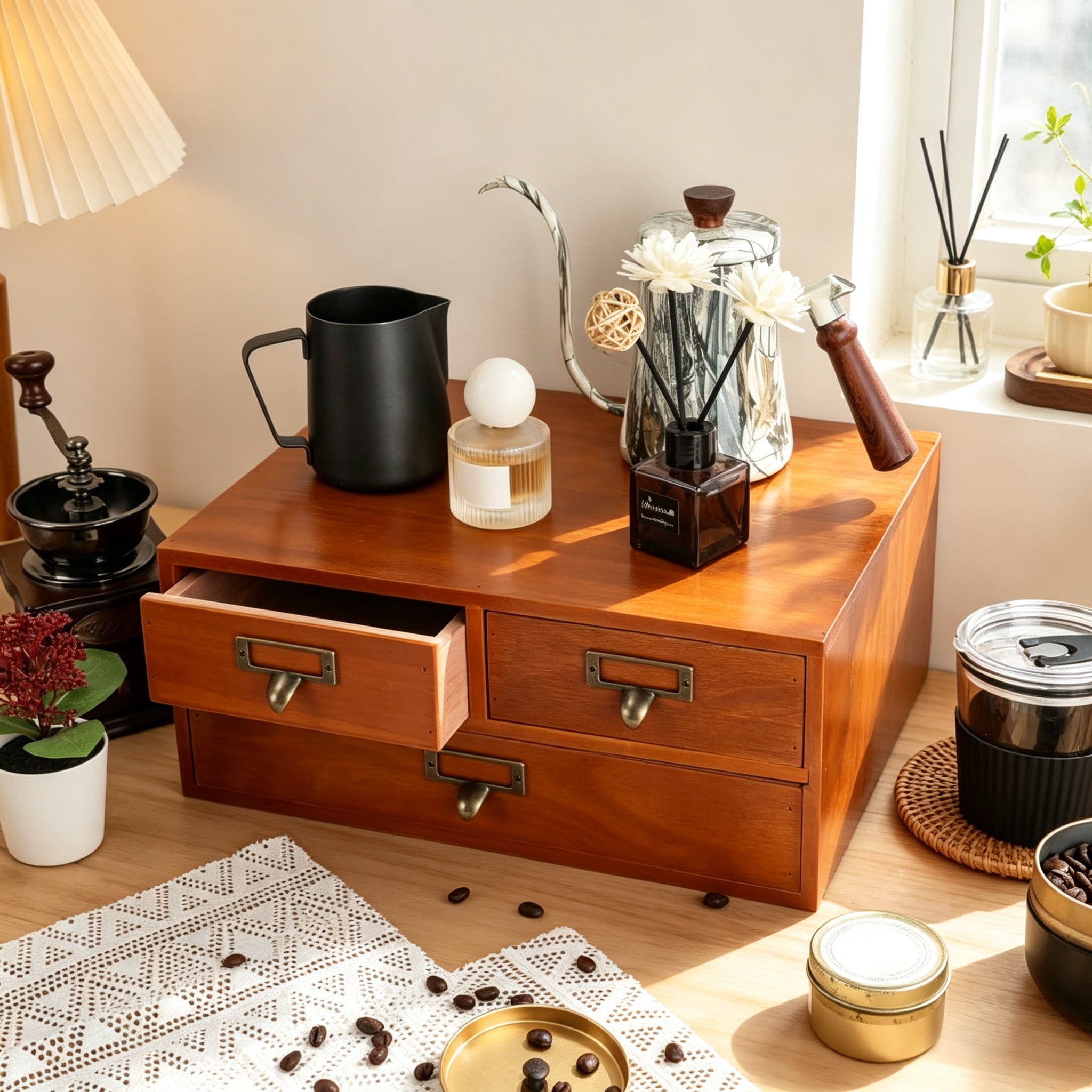 Container For Cabinet Wooden Storage Box, Countertop Drawers, Vintage Apothecary Cabinet ...