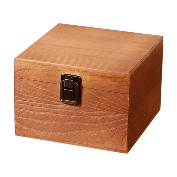 Wooden Storage Box with Flipping Cover,Hinged Lid Wooden Keepsakes Box,5.4*5.4*3.9inch Small Keepsake Box, For Crafts Art Hobbies And Home Decoration (S)