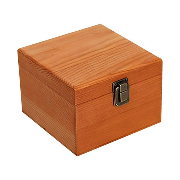 Wooden Storage Box Rustic with Hinged Lid Home Decor Wood Boxes Keepsake Box brown 14x14x10cm