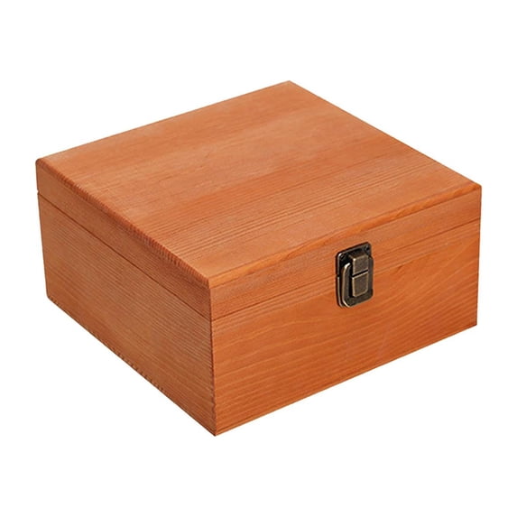 Wooden Storage Box Rustic with Hinged Lid Home Decor Wood Boxes Keepsake Box brown 19.5x19.5x10cm