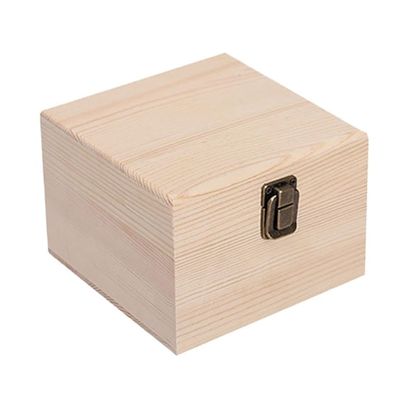 Wooden Storage Box Rustic with Hinged Lid Home Decor Wood Boxes Keepsake Box wood 14x14x10cm