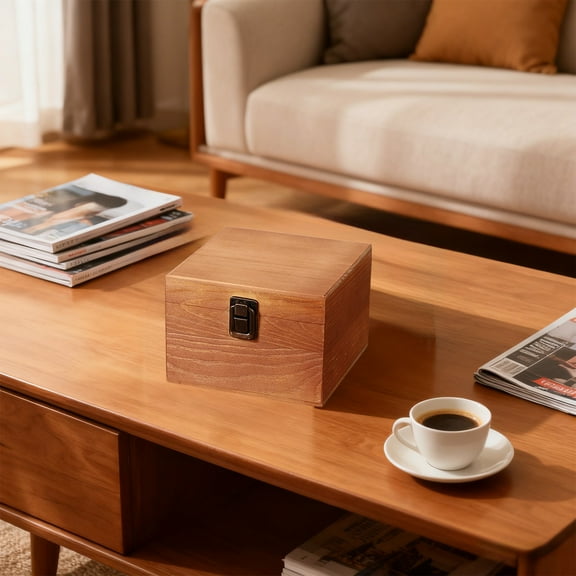 Wooden Storage Box Solid Wood Flip Cover Organizer Multi Size Desktop Storage Container for Office Home Accessories Sundries Decorative Storage Solution