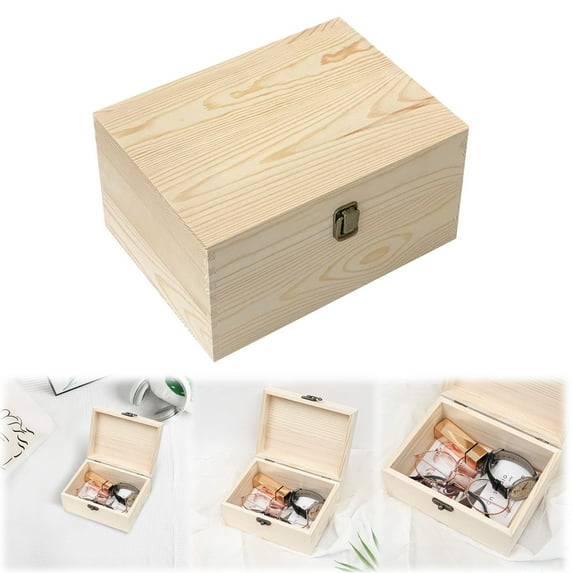 Wooden Storage Box To Decorate 30 X 20 X 15Cm (+/ 1Cm) With Lid Natural Unpainted Box Case Tool Chest/ Wooden Gift Box Desktop Storage Box