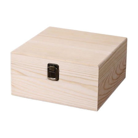 Wooden Storage Box with Hinged Lid & Front Clasp for DIY Art Project Crafts Woodcraft Keepsake for Home Office 7.6In (White)