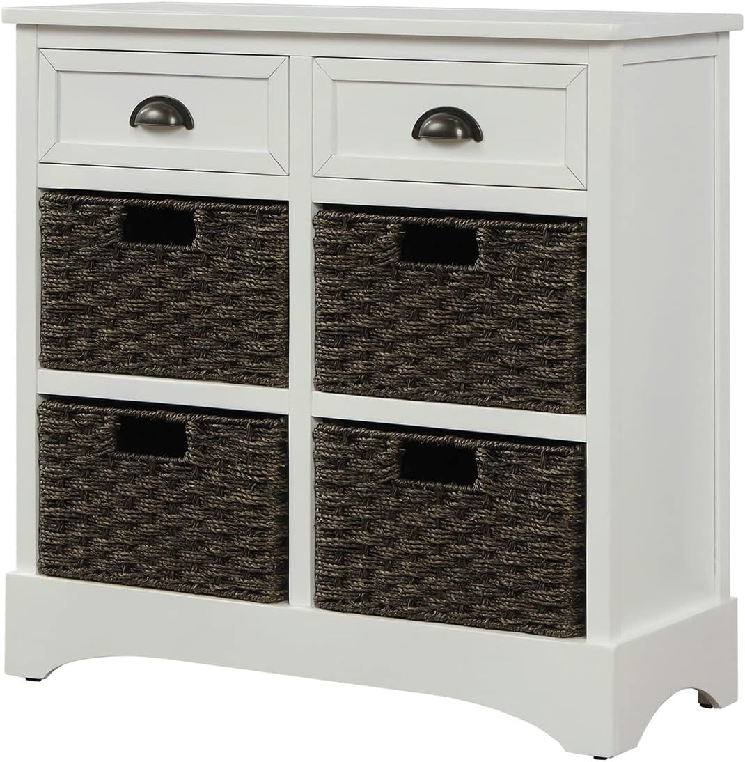 Wooden Storage Modern Console Table with 2 Drawers and 4