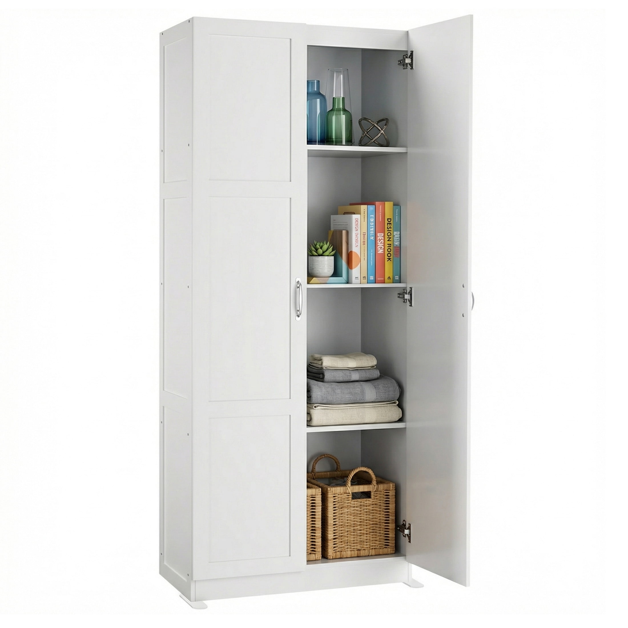 edx 71" Wooden Storage Cabinet for Living Room,Hallway, Entryway, Closet, Home Office, White