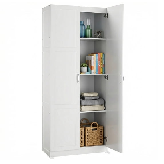 edx 71" Wooden Storage Cabinet for Living Room,Hallway, Entryway, Closet, Home Office, White