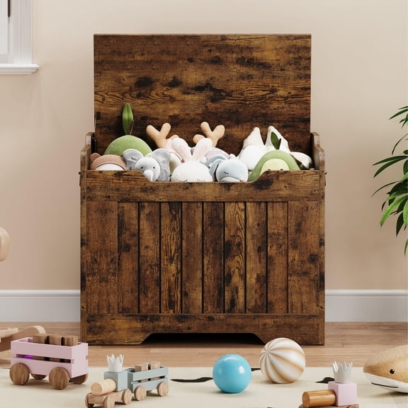 Wooden Storage Chest, Entryway Storage Bench with Safety Hinge, ToyChest Organizer, Easy Assembly for Living Room, Playroom