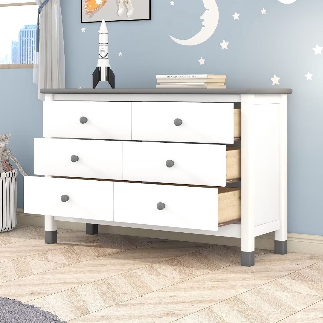 Wooden Storage Dresser with 6 Drawers, Storage Cabinet for Boys Girls ...