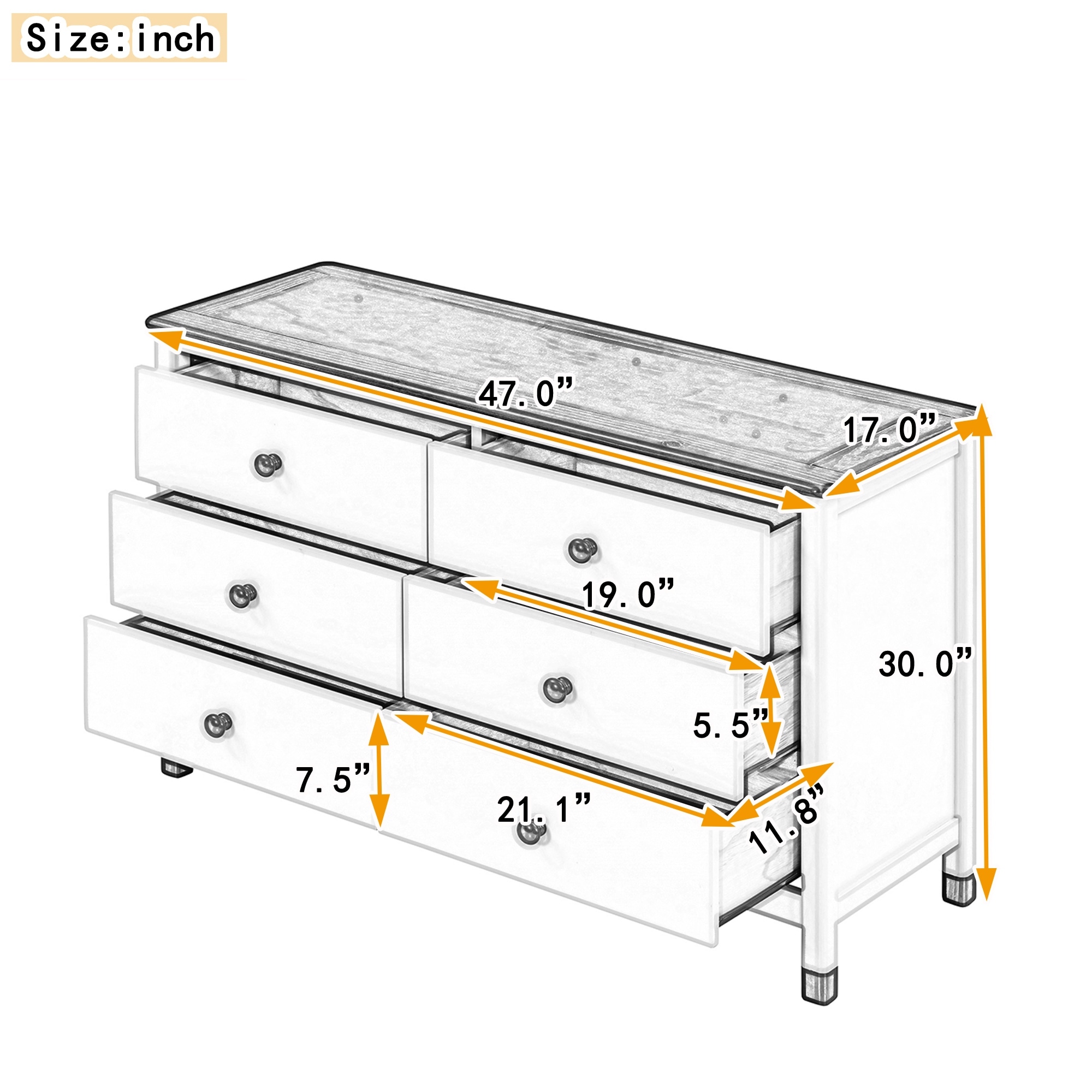 Wooden Storage Dresser with 6 Drawers,Storage Cabinet for kids Bedroom ...