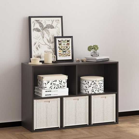 Wooden Storage Organizer with Closed Back Panel, Cube Shelf Heavy Duty Cubby Storage Organizer with Compartments for Living, Display Shelf