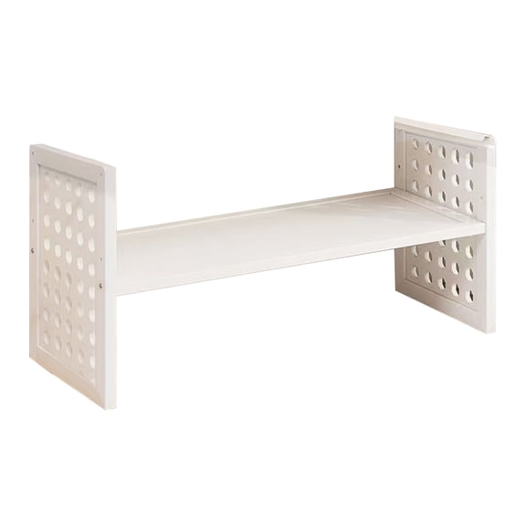 Wooden Storage Shelf,Desktop Shelf with Pegboard,Single Layer Desktop Shelf,Bookshelf Storage Shelves for Computer Desk,Multifunctional Desk Display Rack,Desktop Organizer and Storage,White