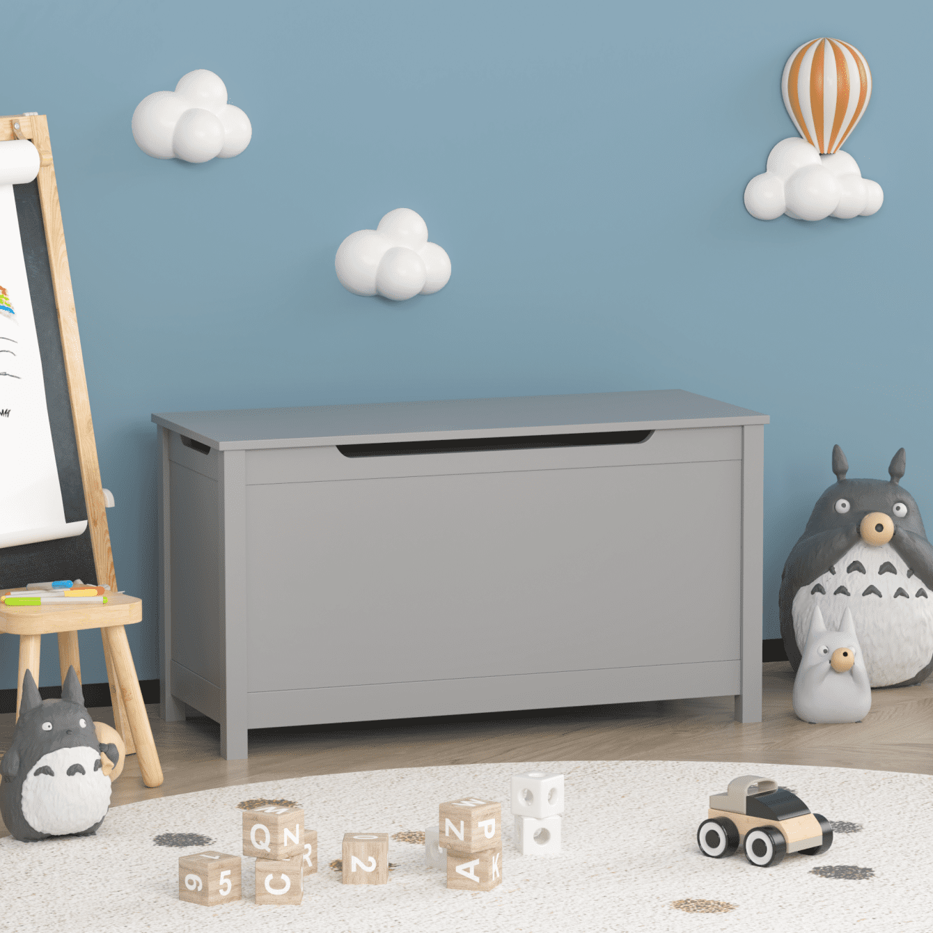 Personalised Children's Grey Wooden Storage Box