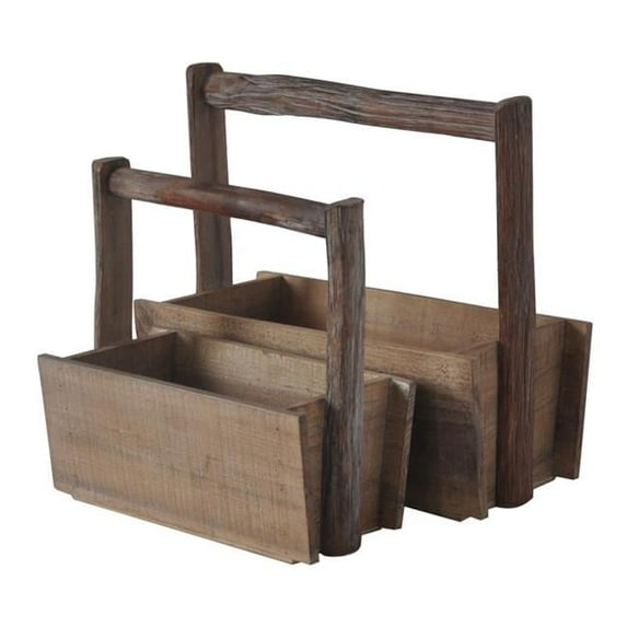 Wooden Storage with wooden Handle - Set of 2