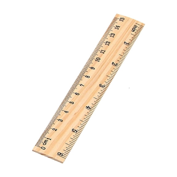 Wooden Straight Ruler with Inches and Centimeters, Single 6 Inch Dual Scale Measuring Ruler, Compact Drafting Tool for Drawing, Journaling and Office Desk Use