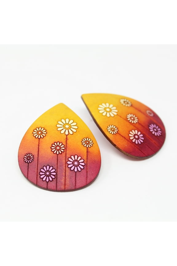 Wooden Stud Earrings Handmade, Flowers, Fair trade, Lightweight by Florama Natural Jewelry
