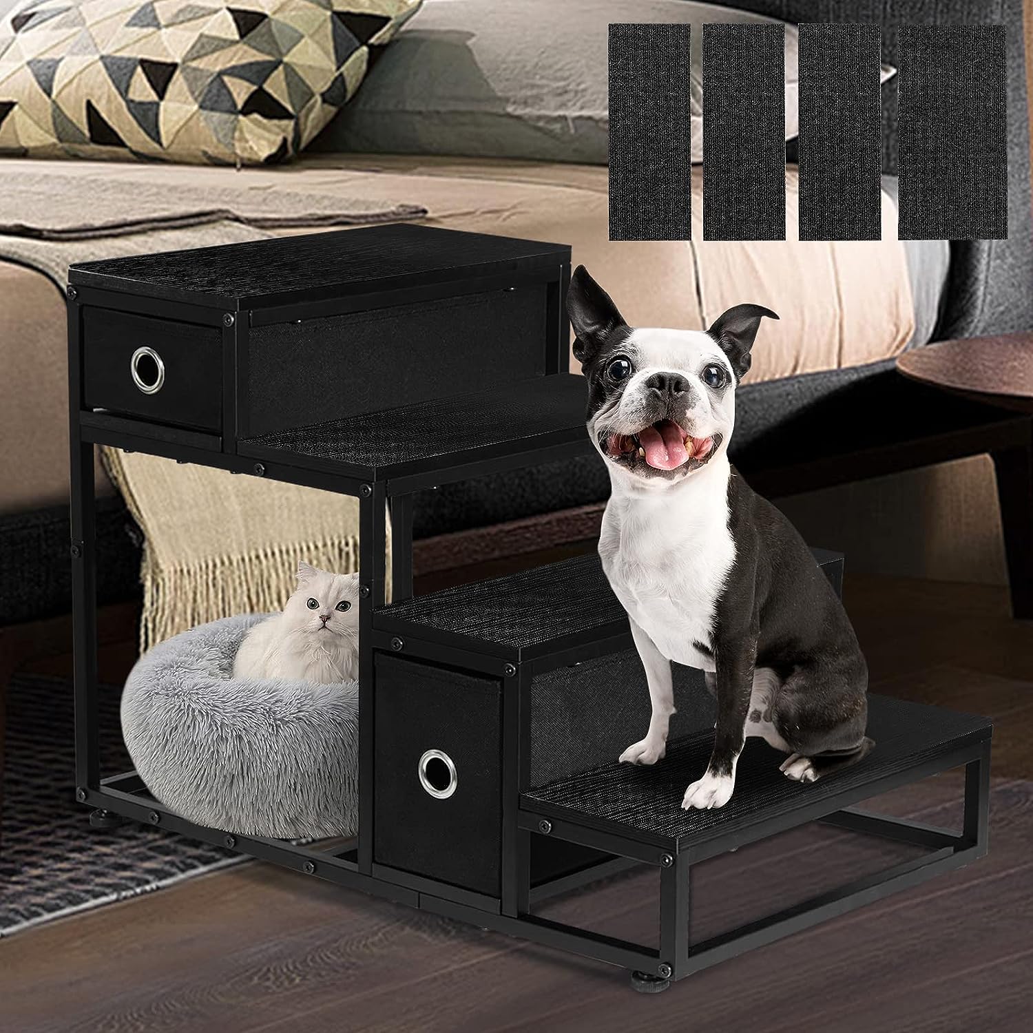 Wooden Sturdy Dog Stairs & Steps for High Beds Large Dogs up to 150 lbs