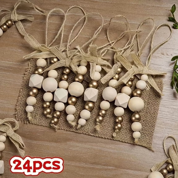 Wooden Style Bead Christmas Tree Hanging Decor