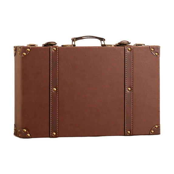 Wooden Suitcase Storage Chest Decorative Box Retro Style with Handle for Wedding Photography Studio Setups