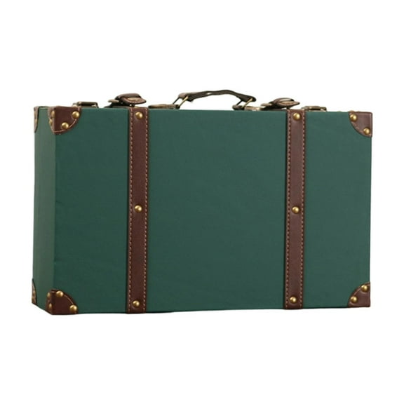 Wooden Suitcase Storage Chest Decorative Box Vintage Style with Handle for Wedding Photography Studio Props