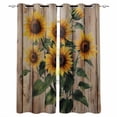 thumbnail image 1 of Wooden Sunflower Blackout Curtains for Bedroom Living Room Darkening Curtains 96 Inches Long Vintage Farmhouse Botanical Flowers Window Curtain 2 Panels Set Window Treatment Grommet Drapes 52"x96", 1 of 9