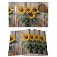 thumbnail image 1 of Wooden Sunflower Placemats Set of 4 Farmhouse Vintage Wooden Floral Place Mats Indoor Wipeable Table Mats Washable Cloth Dining Table Placemats for Kitchen Holiday Party Home Decor 13x19 Inch, 1 of 9