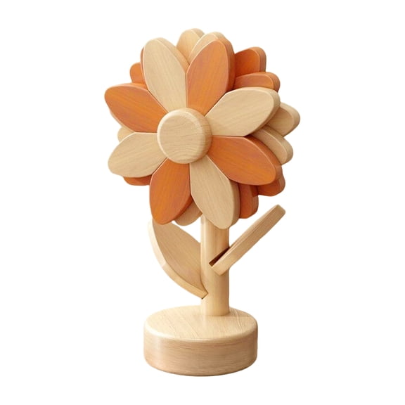 Wooden Sunflower Trivet Set with Tree Storage Stand, 5pcs Flower Petal Heat Resistant Hot Pads, Foldable Beech Wood Heat Resistant Pot Holders for Kitchen Counter and Dining Table