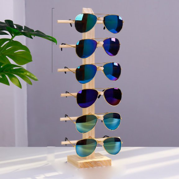 Wooden Sunglasses Display Stand with Non-Slip Slots for Home or Optical Store Use