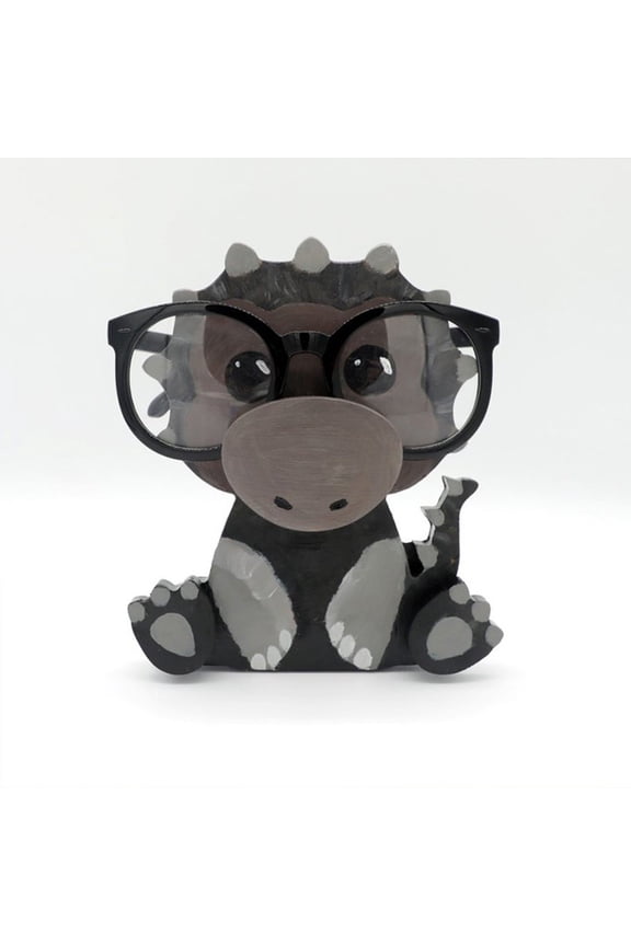 Wooden Sunglasses Holder - Hand-Carved Animal Design Glasses Stand for Desk, 6.1 x 5.9 Inch Eyeglass Organizer with Storage for Jewelry, Watches, Rings - Unique Home & Office Decor Gift