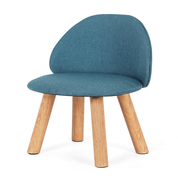 Oumilen Upholstered Kids Indoor Accent Chair with Wooden Legs, Blue Linen