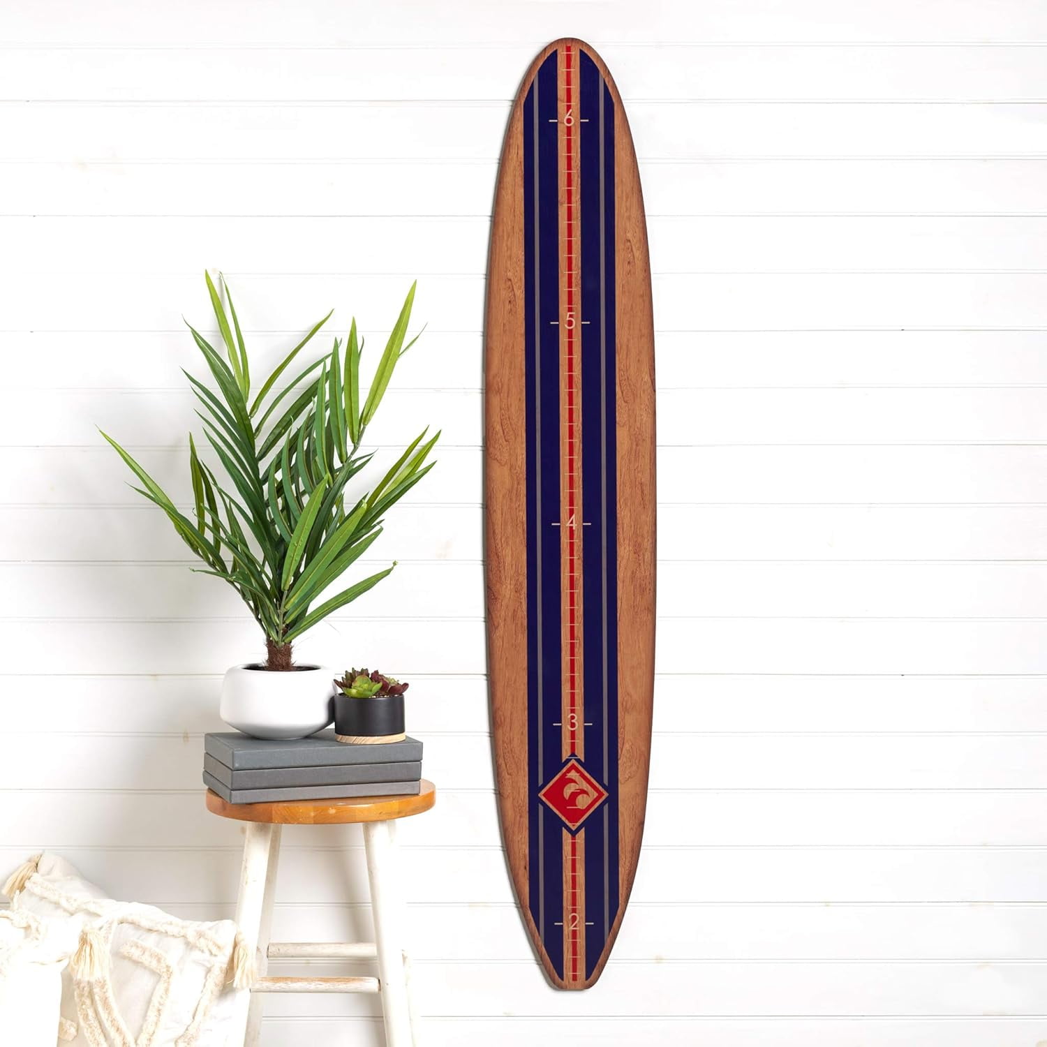 Wooden Surfboard Wall Growth Chart Kid Height Wall Chart Wooden