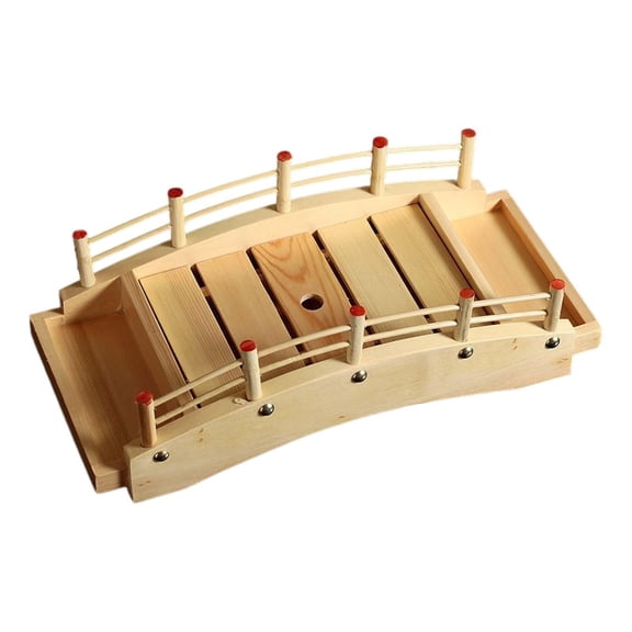 Wooden Sushi Bridge Tray Serving Platter Food Plate Creative Container Tool Handmade Tableware Ornament for Snack Sashimi BBQ Pastry Party