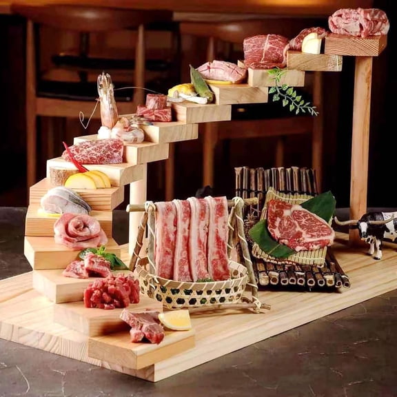 Wooden Sushi Serving Tray, Rotating Sashimi Plate for Meat and Food Display, Ideal for Restaurant Parties Birthdays and Family Dinners, 70*40cm