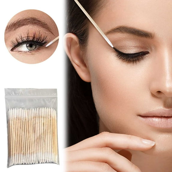 Wooden Swabs, Pointed Tip Swabs, 100 Pieces Thin and Elongated Makeup Removal and Cleaning Sticks, Durable Q-Type Handles for Beauty and Electronic Product Maintenance