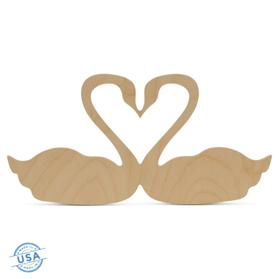 Wooden Swans Forming Heart Cutotut 18 inches x 9 inches, Pack of 50 Unfinished Romantic Wooden Signs for DIY Valentines Day Decorations and Crafts, by Woodepckers