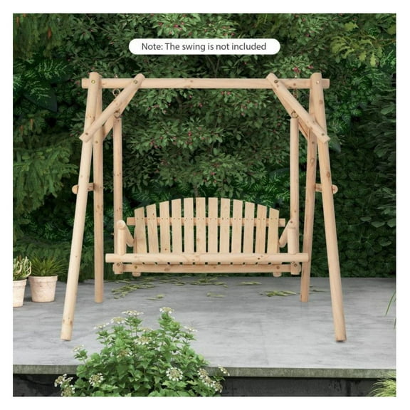 Wooden Swing Frame - Heavy Duty Swing Set with Reinforced Bars, 770lbs Capacity, Pine Wood A-Frame for Backyard, Patio, Porch, Rope, Mesh, Saucer & Tire Swings