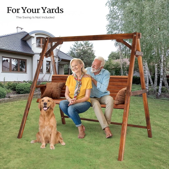 Wooden Swing Frame Weatherproof A-Frame Porch Stand 660LB Heavy Duty Rustic Style for Garden Backyard  Indoor Outdoor Use