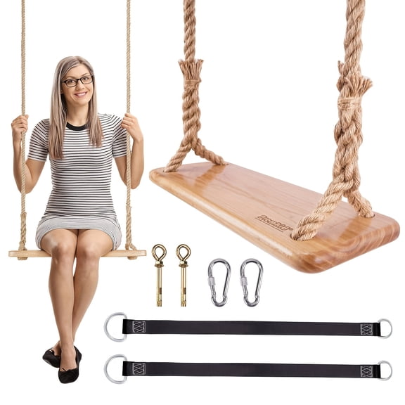 Wooden Swing Set, Tree Swing for Adult, Adjustable Rope Swings for Yard Outdoor Backyard, Outdoor Patio Furniture