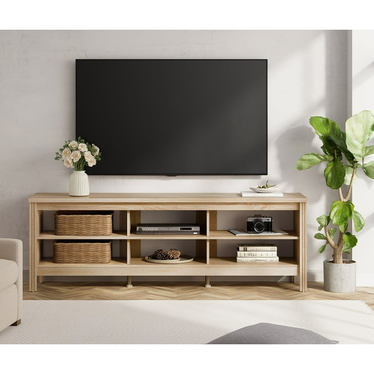 FITUEYES Television Stands Oak Wood 70 x 15.5 x 23.6 Walmart