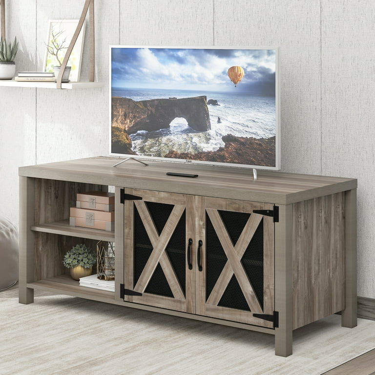 Wooden TV Stand with Door and Shelf TV Table for 57