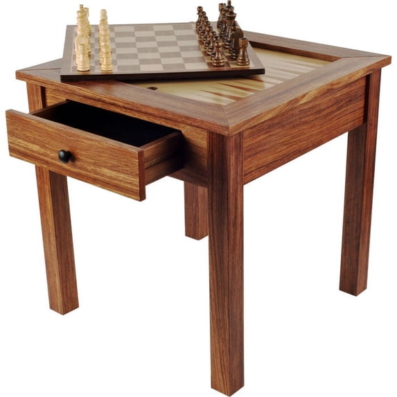Wooden Table 3 in 1 Chess and Backgammon Game Set by Trademark Games