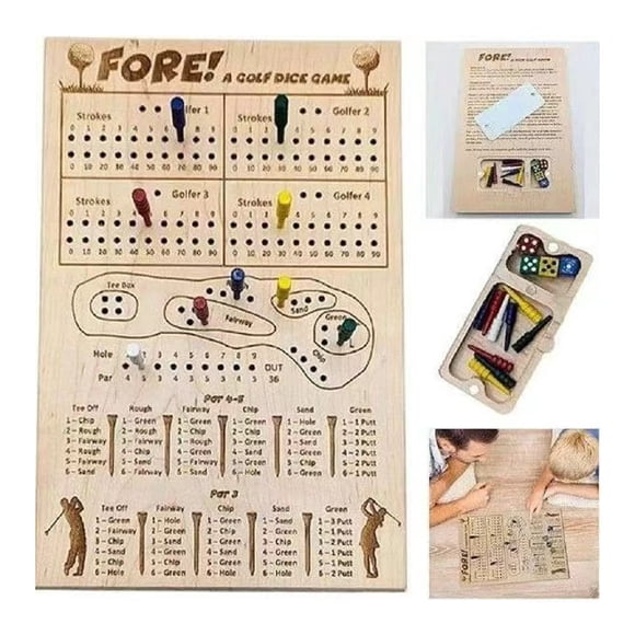 Wooden Table Golf Data Game, Fun Baseball Table Game with Data, Golf Dice Board Game Gift